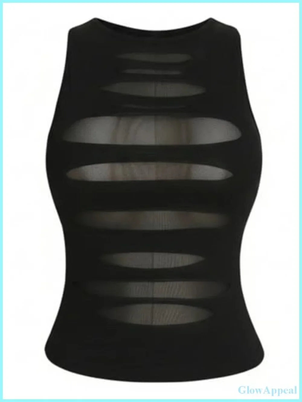 Plus Size Punk Rock Cut Out Mesh Tank Top Sleeveless Crop